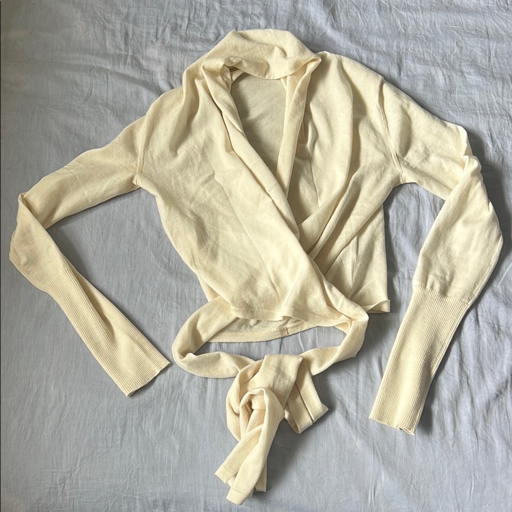 Wool ballet wrap cream sweater